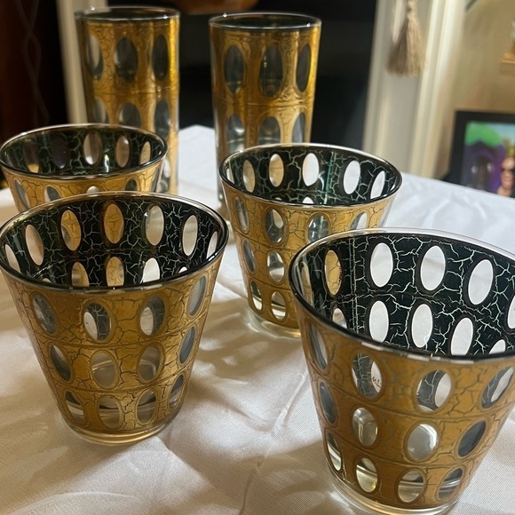 Culver 22k gold highball and low ball glasses set of 6 vintage - Picture 9 of 9
